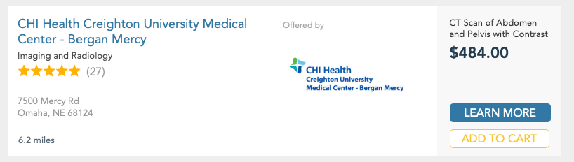 Cost of CT Scan of Abdomen and Pelvis with Contrast on MDSave