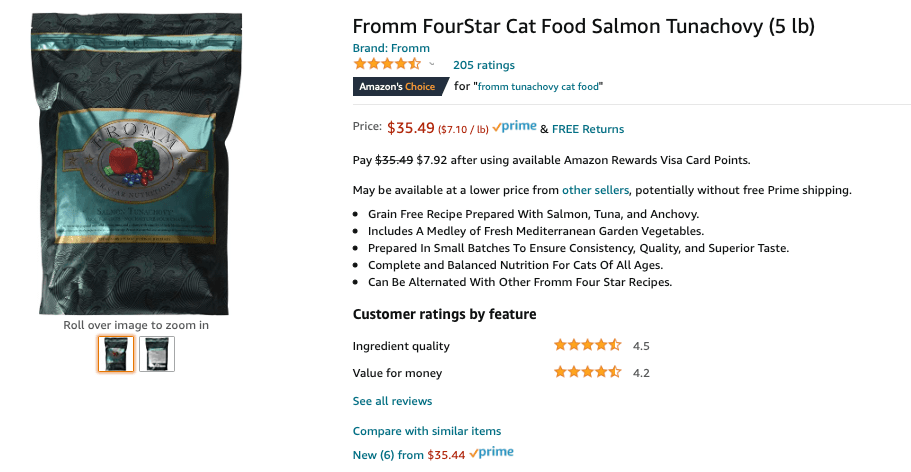 Fromm Tunachovy Salmon Cat Dry Food on Amazon