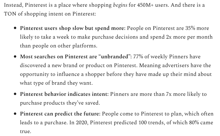 Shopping intent on Pinterest stats